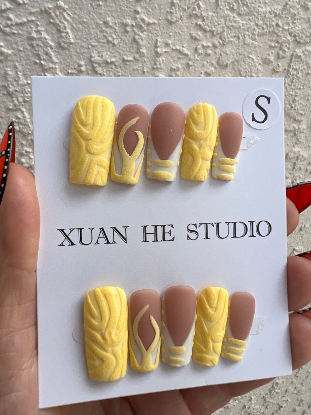 Press on Nails Matte Yellow Size Small Xuan He Handmade Nails